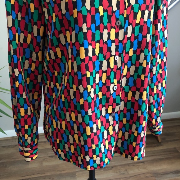 Vintage Multicolor Print Button Down Medium - Picture 6 of 8